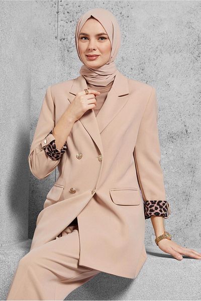 Alvina 30508 Model Double Breasted Collar and Trousers Set