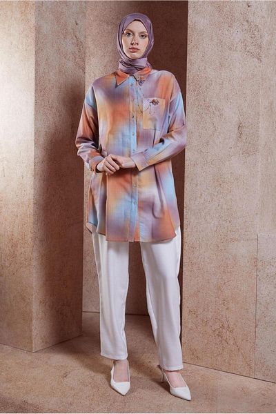 Alvina Linen Textured Broched Tunic 44627