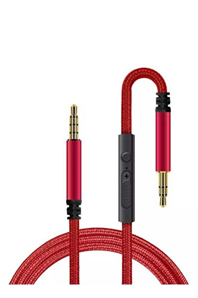 Generic كابل AUX مع ميكروفون للتحكم في مستوى الصوت 1.2 متر أحمر