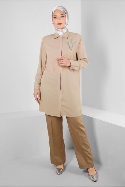 Alvina SHIRT COLLAR STONE DETAIL TUNIC 20233