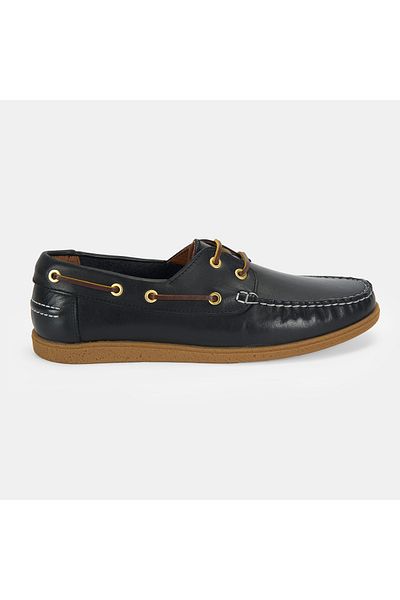 Desa Leminna Black Men's Leather Boat Casual Shoes