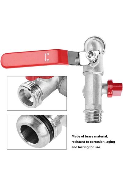 COOYA 90 Degree Double Valve Water Tap 1/2" Brass Faucet Home Outdoor Garden Tool (1/2in Thread, 1.6Mpa)