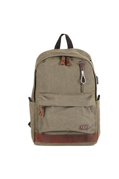 ÇÇS London 51568 USB Canvas Backpack - με έξοδο, Χακί