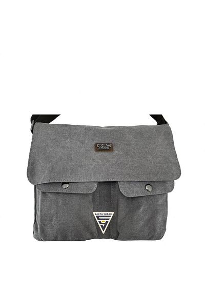 ÇÇS Ççs London 31469 Geantă de umăr Messenger din pânză gri