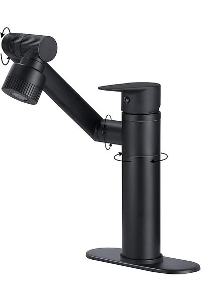 COOYA 1080 Degree Swivel Faucet, Single Handle Vanity Faucet, Lavatory Faucet, for Bathroom Sink