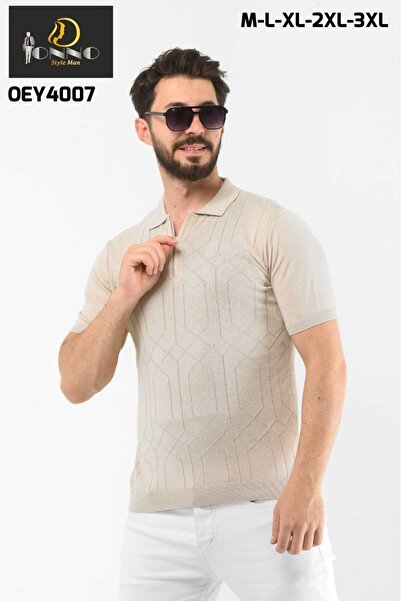 ONNO Ανδρικό μπλουζάκι με λαιμόκοψη πόλο με φερμουάρ, λεπτό βαμβακερό πλεκτό ...