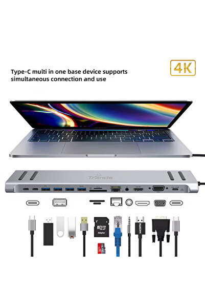 trands Original 14 in 1 USB-C Docking Station Multifunctional Type-C Hub Adapter HB7587
