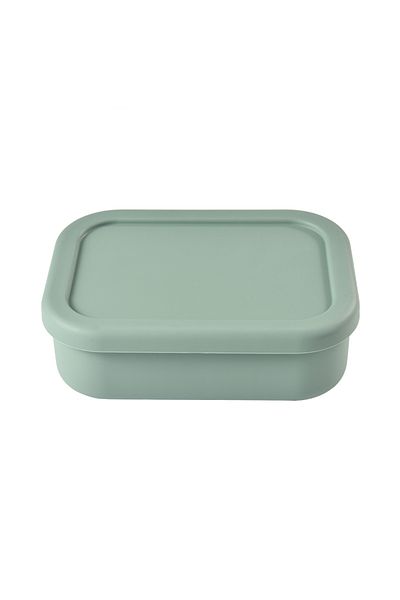 Choice 700ml 1 3 green 1PC square silicone three in one bento box for home and outdoor use, insulated rice