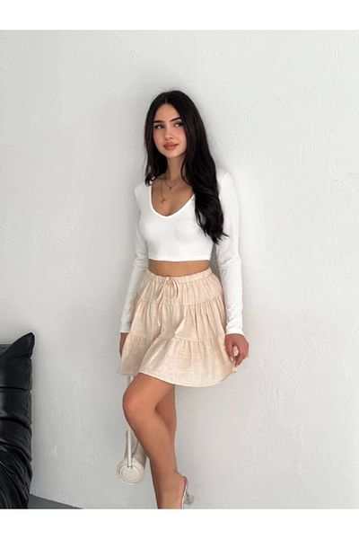 Butik Beige Linen Shorts Eret