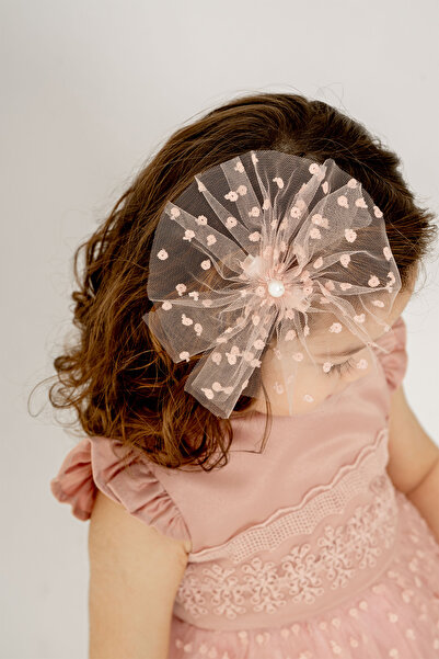 Eray Kids Tokalı Kolları Fırfırlı Dantel İşlemeli Kız Bebek Somon Abiye Elbise