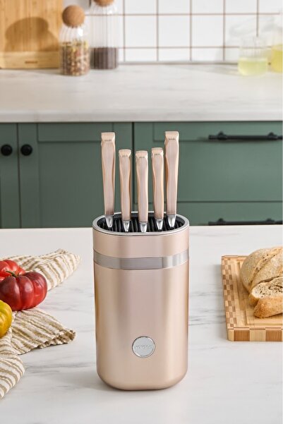 Karaca Mastermaid 6 Parça Standlı Bıçak Seti Mineral Gold