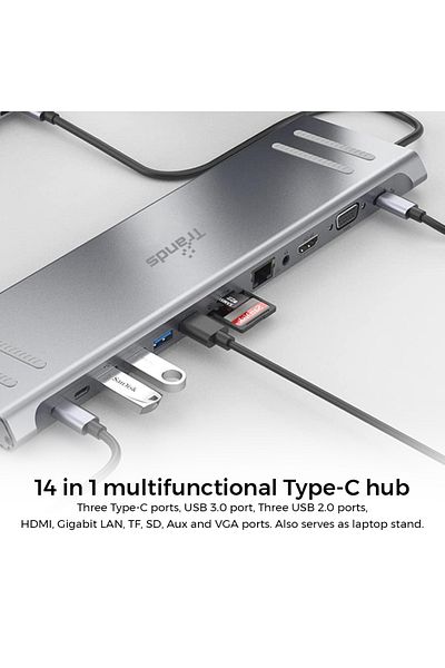 trands Original 14 in 1 USB-C Docking Station Multifunctional Type-C Hub Adapter HB7587