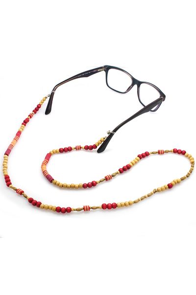 Tesbihane Handmade Red Color Transitional Ethnic Wooden Combination Authentic Glasses Hanger