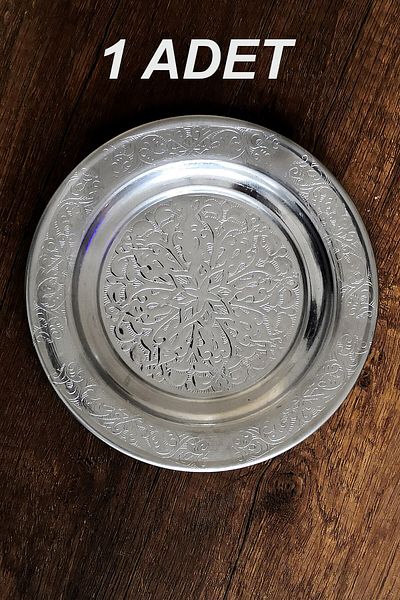 Binbir Trend 14 cm - Authentic Patterned Chrome Steel Appetizer and Serving Plate