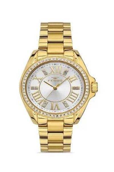 Tesbihane Ferro Gold Color Steel Cord Women's Wristwatch Th-f51336a-b