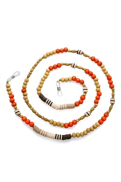 Tesbihane Handmade Orange Color Transitional Ethnic Wooden Combination Authentic Glasses Hanger