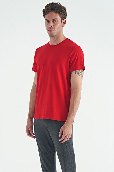 AIR JONES Tricou Calvin Red Basic pentru bărbați - 88245