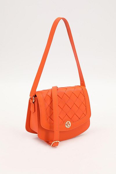 Levidor Orange Diamond Patterned Shoulder Bag