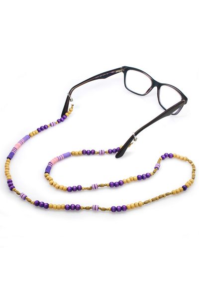 Tesbihane Handmade Purple Color Transitional Ethnic Wooden Combination Authentic Glasses Hanger