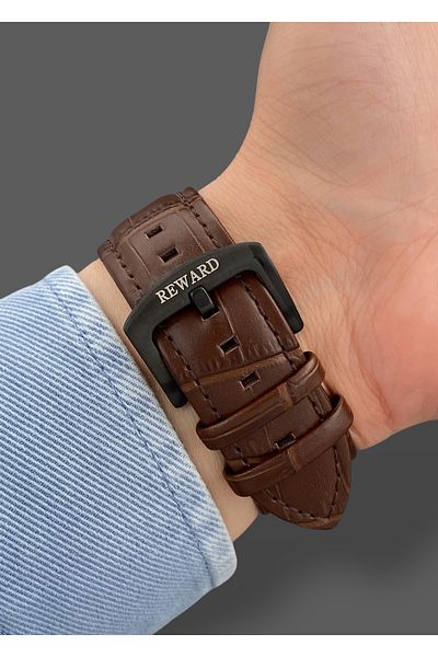Reward Original 2 Year Warranty Automatic Mechanism Functions Active Leather Band Men's Wristwatch