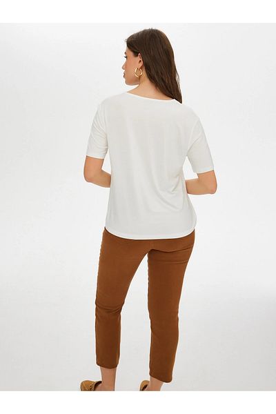 Faik Sönmez Minimalist V-Neck Oversize T-Shirt - Short Sleeve