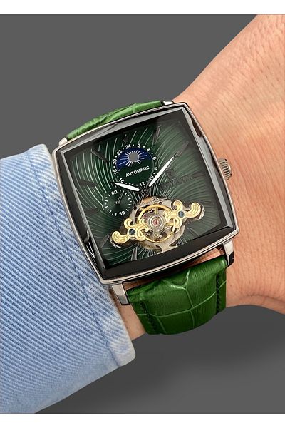 Reward Original 2 Year Warranty Automatic Mechanism Functions Active Leather Band Men's Wristwatch