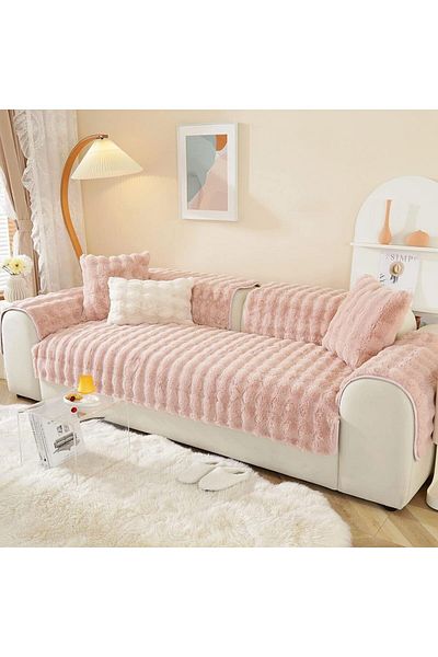 Paris Life Plush Bubble Three-Seat Sofa Cover, All Closes Like in the Photo (2Pcs 80X200+2Pcs 80X80) 4 Pieces
