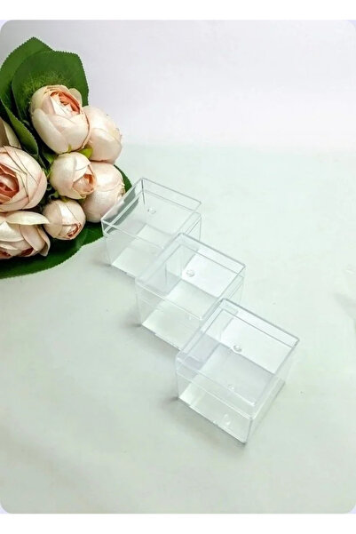 Amber Stüdyo Mika Kutu 12 Adet 5x5x5 cm Pleksi Kare Kutu- Şeffaf Kutu Düğün N...