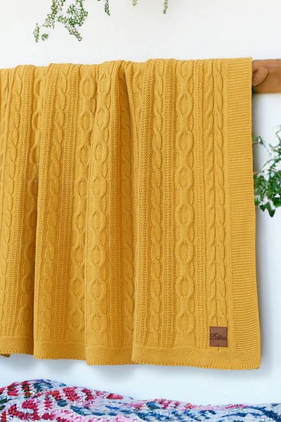 DALİSA Cuo Knitted Knitwear Sofa Shawl, Children's Blanket Mustard - 130x150
