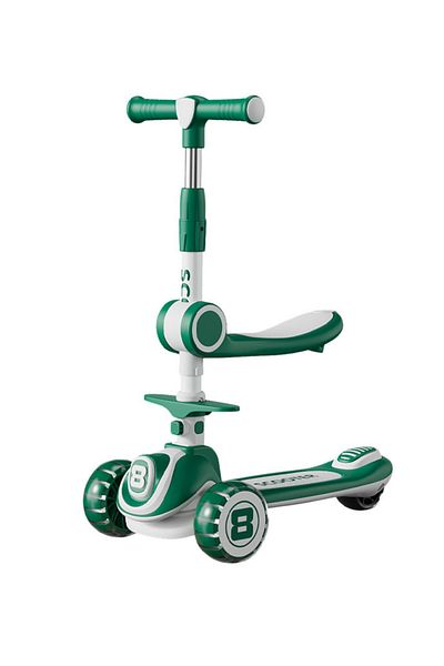 Ma Baby 3-in-1 Children's Scooter with Led Light Flashing Wheel, Adjustable Height and Foldable