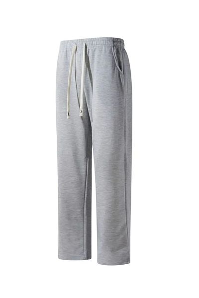 LASVES Men's Gray Straight Leg Sweatpants