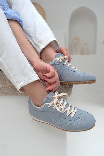 Marjin Zonya Blue Suede Women's Sneakers - Stitched Sneakers