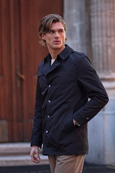 Danger Men's Fit Fit Black Trench Coat