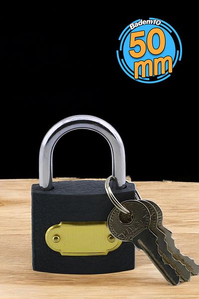 Badem10 Gray 50 mm Keyed Ring Padlock Stat Office Door Chest