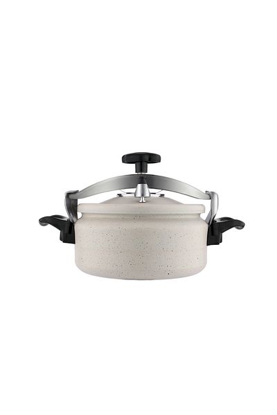ALSAIF Aluminum Granite Pressure Cooker Short Height Size: 8 Liter, Color: Pearl White