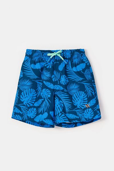 Woody Pantaloni scurți de baie pentru băiat de 10-16 ani-Qww - 956-Leaf Printed Blue