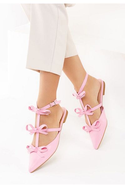 B T Shoes Balerini cu bareta Ancisa roz