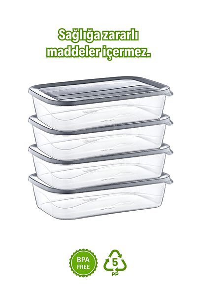 GRİMOR Life 4-Piece Air-Free Food Fruit and Vegetable Freezer Storage Container - Refrigerator Organizer 2000 ml