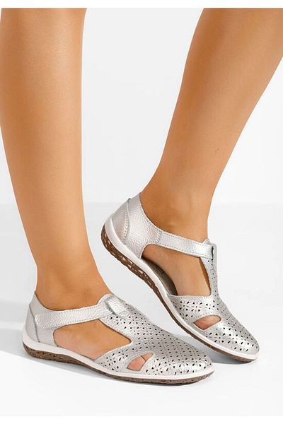 B T Shoes Balerini dama piele Dorina argintii