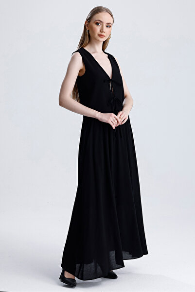 MD trend Women's Tie-Up Vest and Elastic Waist Pocket Lined Bell Skirt Double Summer Set