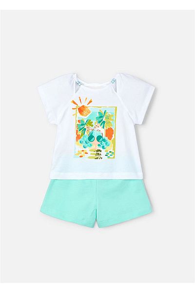 MAYORAL Turquoise Girl's T-Shirt and Shorts Set