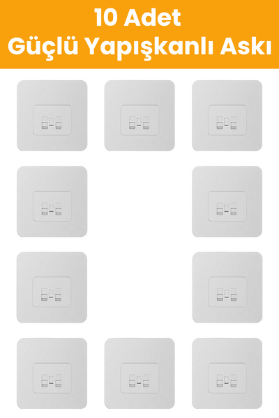 VİE HOUSE Süper Güçlü Yapışkanlı Banyo Askısı Yedek 10 Adet Stecer Raf Tutucu...