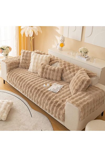 Paris Life Plush Bubble Three-Seat Sofa Cover, All Closes Like in the Photo (2Pcs 80X200+2Pcs 80X80) 4 Pieces