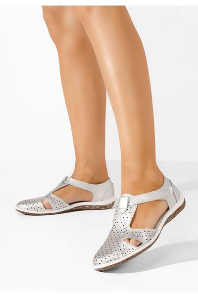 B T Shoes Balerini dama piele Dorina argintii