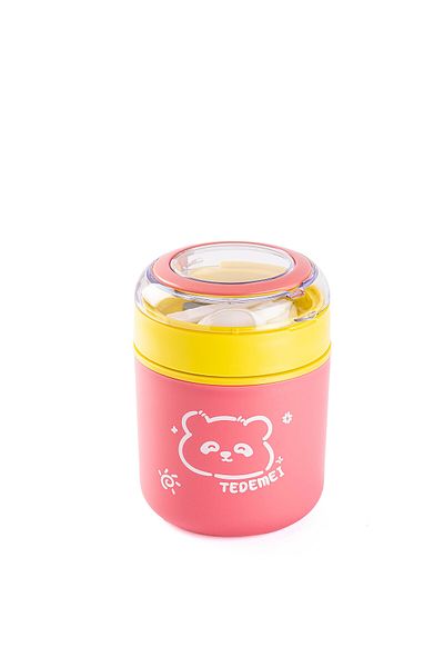 Tantitoni Tedemei Pink Yellow Stainless Steel Round Food Transport Container 530ml