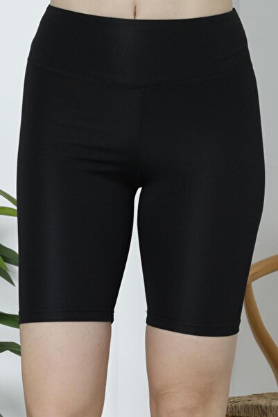 Nicoletta High Waist Women's Leggings - Cycling Biker Black Shorts
