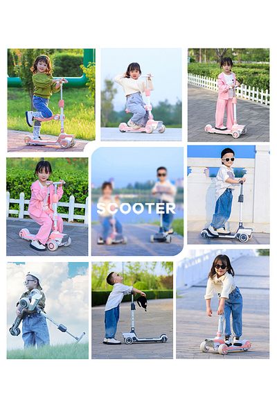 KidLe 3-In-1 Children's Electric Scooter with Flash Assist Wheels, Detachable Seat Bluetooth Function