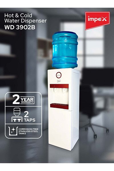 İMPEX Impex Water Dispenser 2 Temp Settings Hot And Cold Stainless Steel Tank Compressor Cooling WD3902B