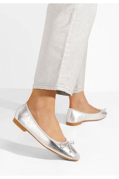 B T Shoes Balerini dama Sarina argintii