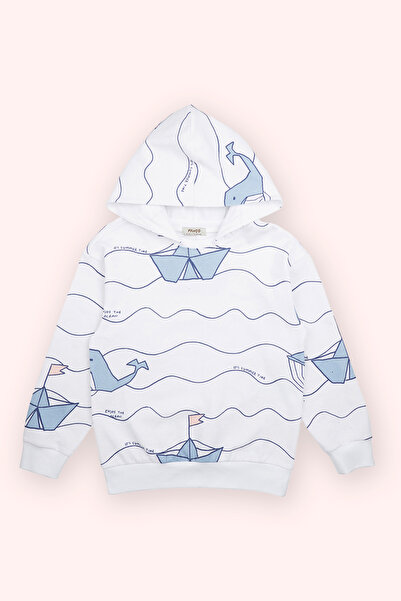 Panço Erkek Çocuk Baskılı Beyaz Sweatshirt